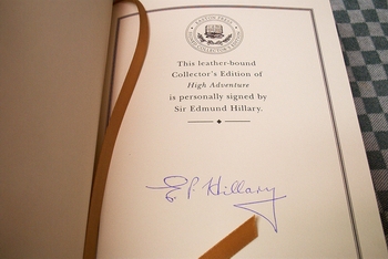 Sir Edmund Hillary signature