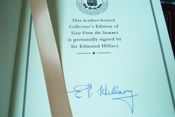 Sir Edmund Hillary signed